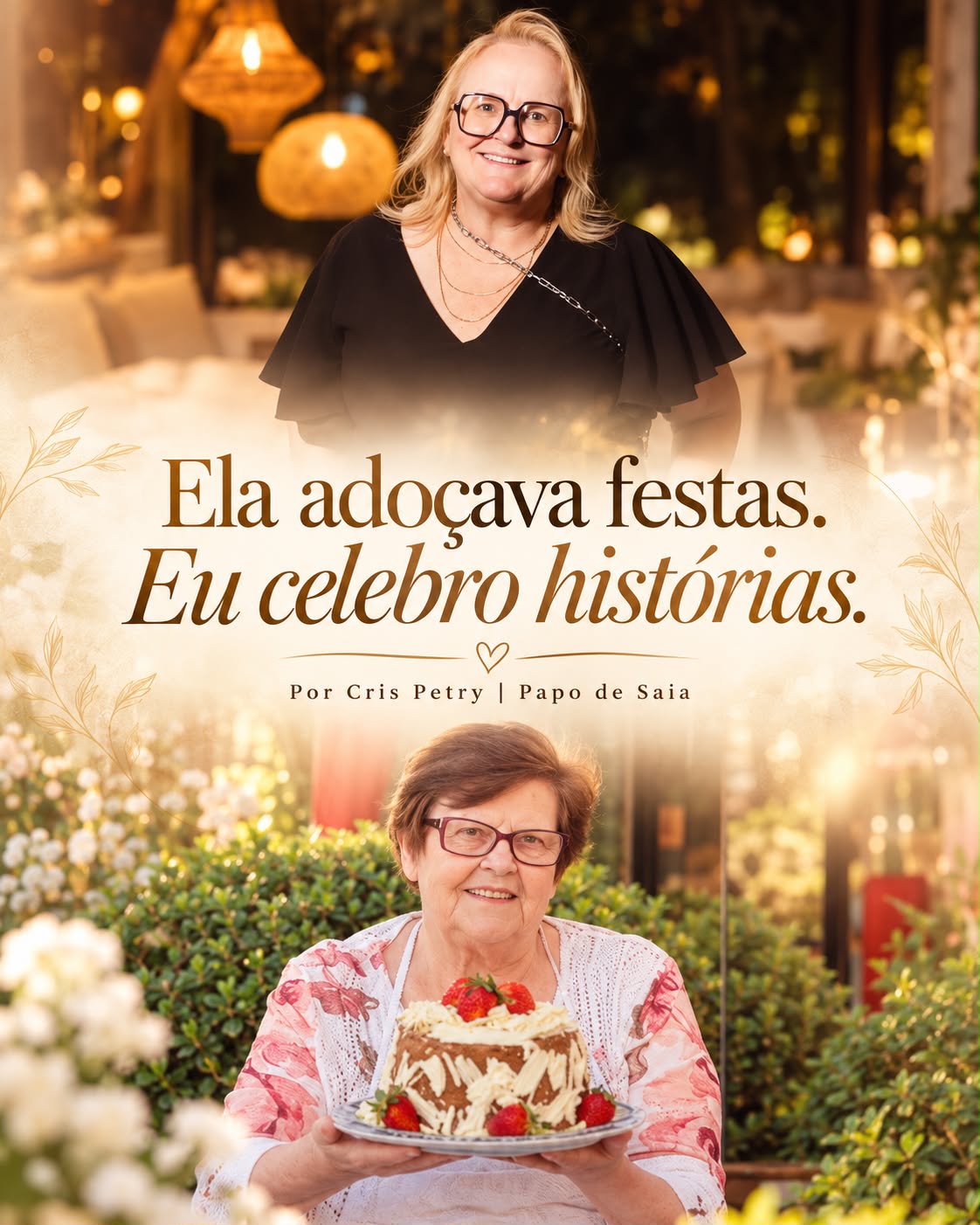 Ela adoçava festas. Eu celebro histórias!