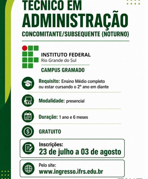 Campus Gamado do Instituto Federal de Educação abre inscrições para curso técnico de Administração