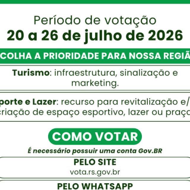 Consulta Popular 2026: População pode votar em projetos de Turismo ou Esporte até dia 26