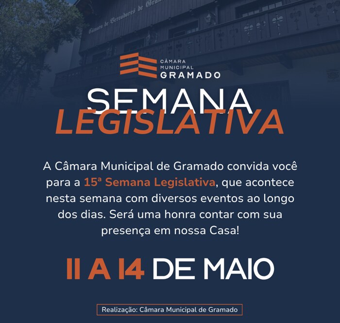 15ª Semana Legislativa começa nesta segunda com sessão descentralizada na Festa da Colônia