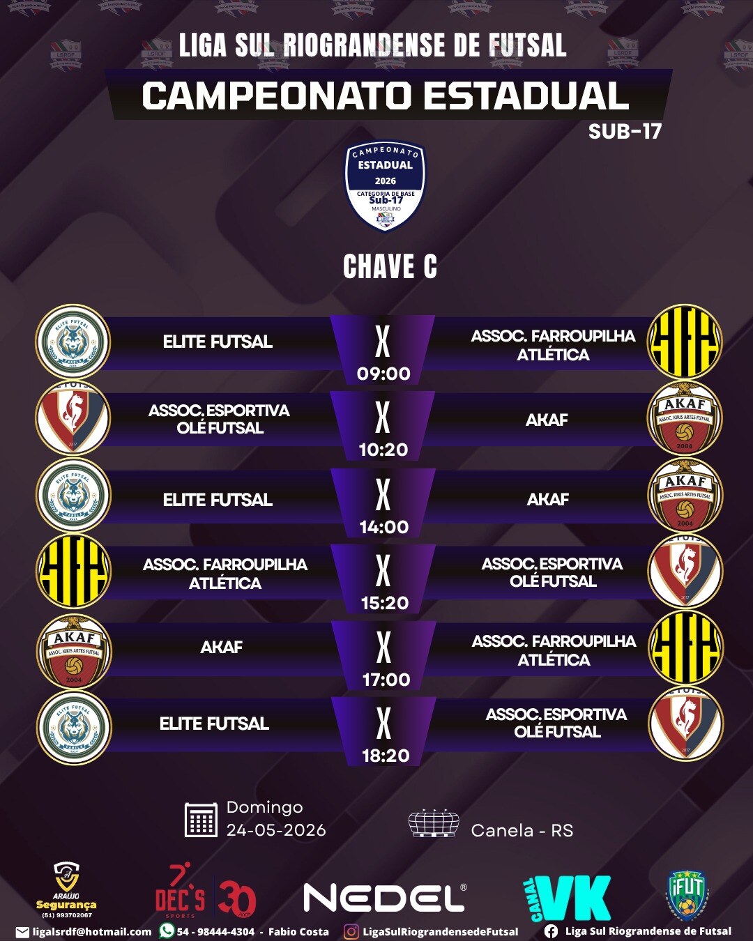 AKAF estreia no Campeonato Estadual Sub-17 da Liga Sul Rio-grandense de Futsal neste domingo