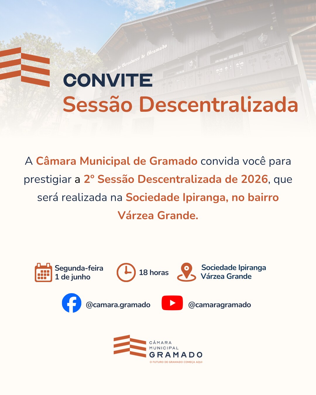 Câmara de Gramado realiza 2ª Sessão Descentralizada na Várzea Grande na próxima segunda