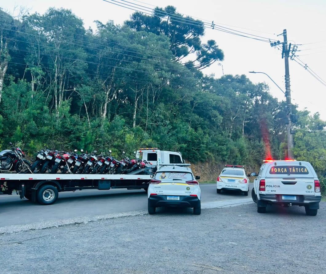 BM acaba com desordem em via pública e apreende 14 motociclistas em Canela