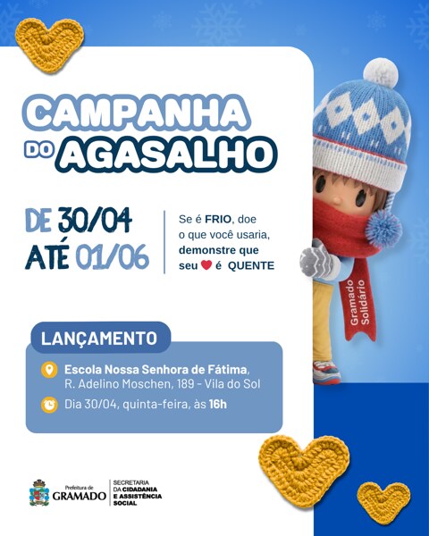Campanha do Agasalho inicia no dia 30 de abril em Gramado