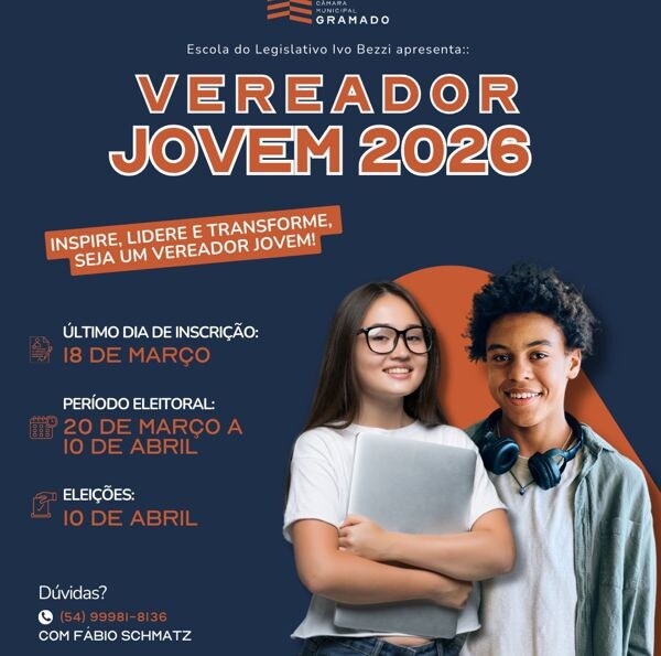 Inscrições para o Programa Vereador Jovem entram na reta final