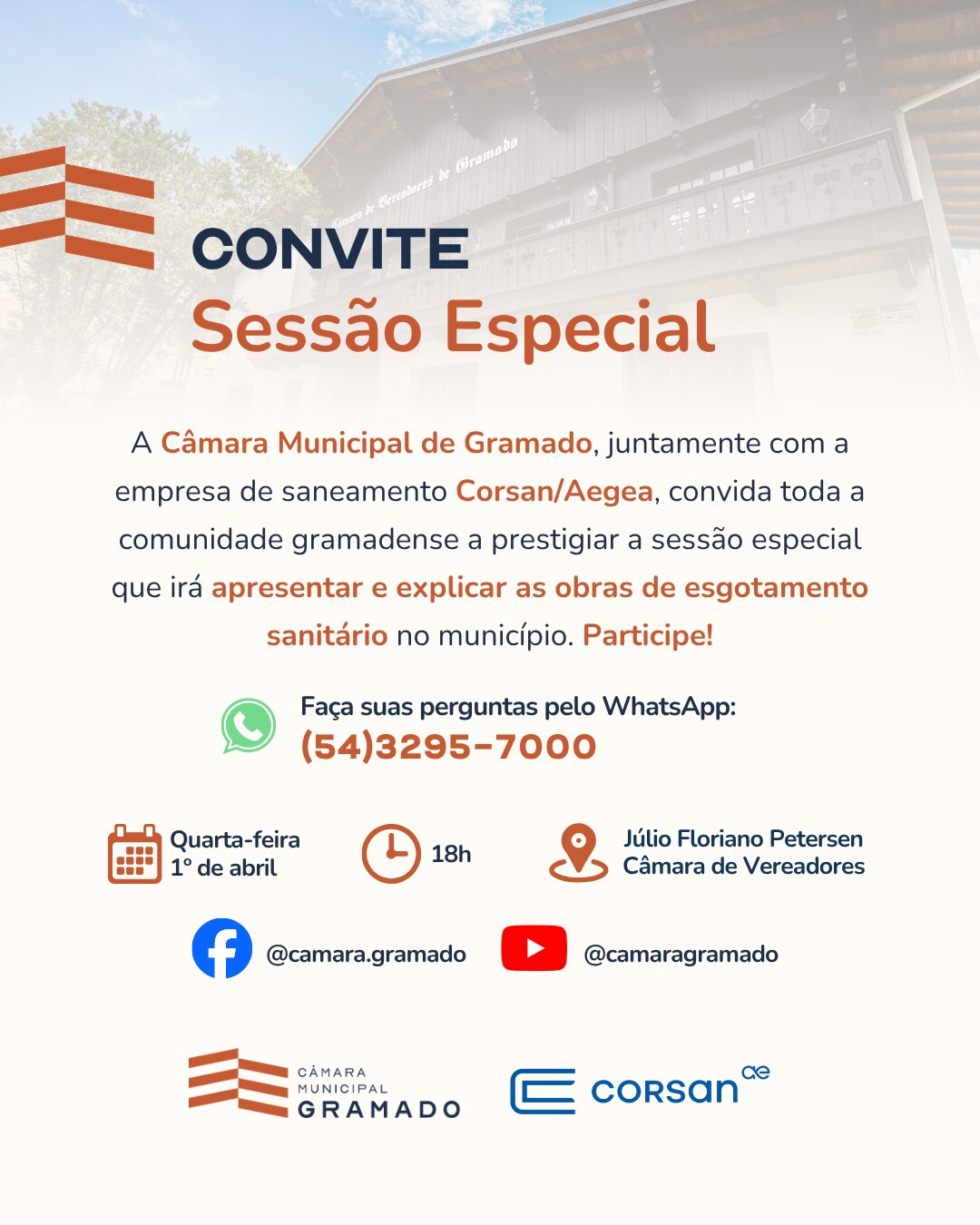 Corsan/Aegea apresentará cronograma de obras em sessão especial na Câmara