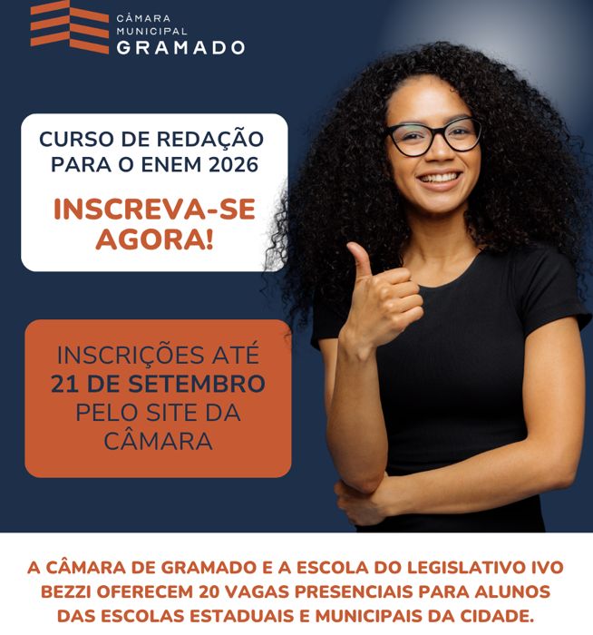 Câmara de Gramado realizará 2ª edição do curso de redação para o Enem