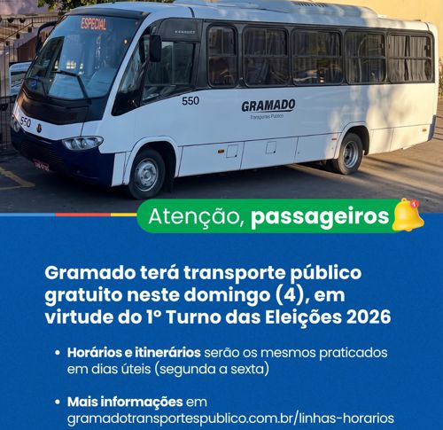 Transporte público gratuito neste domingo de eleições em Gramado