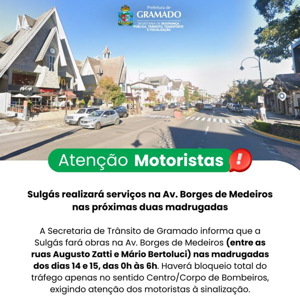 Sulgás realizará serviços na Av. Borges de Medeiros nas próximas duas madrugadas